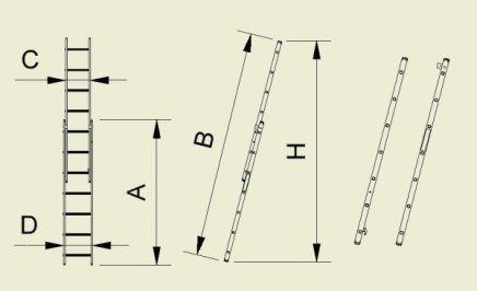 Drabina rozsuwana dwuczęściowa Forte - szerokość 484 mm (7 modeli) - 2
