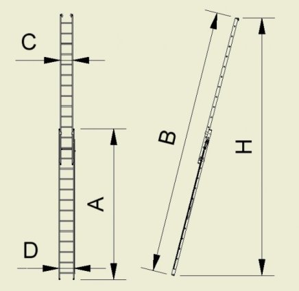 Drabina rozsuwana Forte dwuczęściowa z liną - szerokość 412 mm (4 modele) - 2