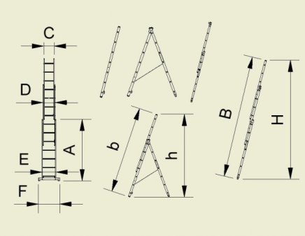 Drabina uniwersalna trzyczęściowa Forte (5 modeli) - 2