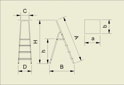 Drabina aluminiowa 3-stopniowa łącznie z platformą Eurostyle (6 modeli) - 2