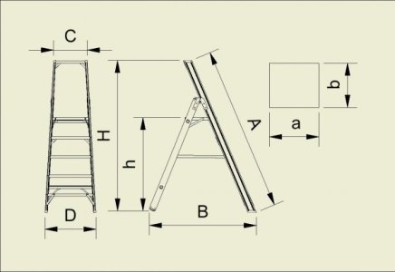 Drabina aluminiowa 4-stopniowa łącznie z podestem Forte (6 modeli) - 2