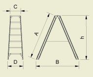 Drabina aluminiowa 3-stopniowa łącznie z podestem Forte (8 modeli) - 2