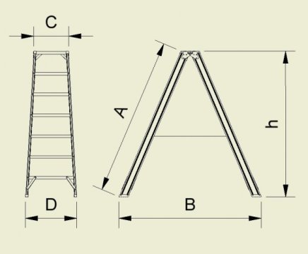 Drabina aluminiowa 3-stopniowa łącznie z podestem Forte (8 modeli) - 2