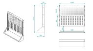 Stojak perforowany jednostronny na 2 panele PSZ 11 A S1 - 2