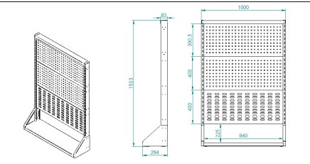 Stojak perforowany jednostronny na 3 panele PSZ 12 A S1 - 5