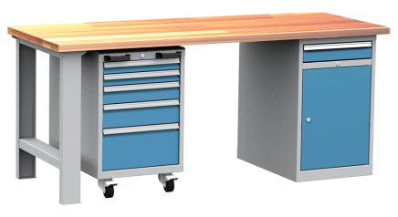 Stół warsztatowy z kontenerkami Kovos, zestaw DPS 207 - 1
