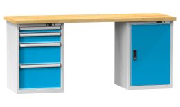 Stoły warsztatowe serii M, szerokość 2500, głębokość 700 lub 800, wysokość 880 lub 890 mm (6 modeli)