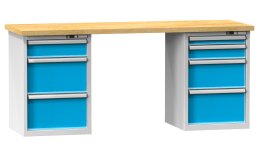 Stoły warsztatowe serii N, szerokość 2500, głębokość 700 lub 800, wysokość 880 lub 890 mm (6 modeli)