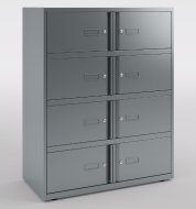 Metalowa szafa biurowa z zamykanymi skrytkami Bisley Essentials - 1