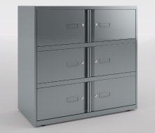 Metalowa szafa biurowa z zamykanymi skrytkami Bisley Essentials