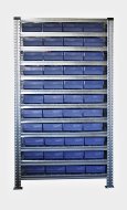 Bezśrubowy metalowy regał półkowy 1972 x 1124 x 330 mm ze skrzynkami 100 x 230 mm - 44 szt. (różne warianty) - 1
