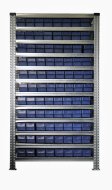 Bezśrubowy metalowy regał półkowy 1972 x 1124 x 330 mm ze skrzynkami 100 x 115 mm - 88 szt. (różne warianty) - 1