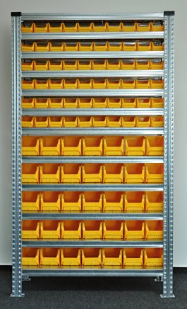 Regał metalowy z plastikowymi pojemnikami 1972 x 1124 x 330 mm 877851009 (różne warianty) - 1