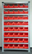 Bezśrubowy regał półkowy 1972 x 1124 x 410 mm z plastikowymi pojemnikami 877851017_VAR_3 - 1