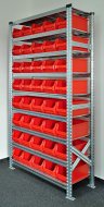 Bezśrubowy regał półkowy 1972 x 1124 x 410 mm z plastikowymi pojemnikami 877851017_VAR_3 - 2