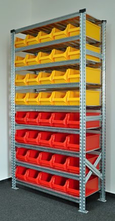 Bezśrubowy regał półkowy 1972 x 1124 x 410 mm z plastikowymi pojemnikami 877851017_VAR_4 - 2