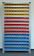 Bezśrubowy regał półkowy 1972 x 1124 x 330 mm z plastikowymi pojemnikami 877851019_VAR_7 - 1