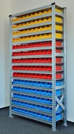 Bezśrubowy regał półkowy 1972 x 1124 x 330 mm z plastikowymi pojemnikami 877851019_VAR_7 - 2