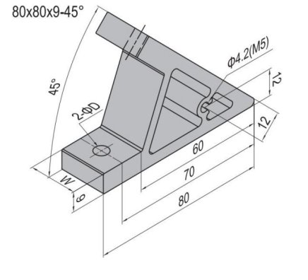 Kąt 45°, 80x80x9 mm - 2