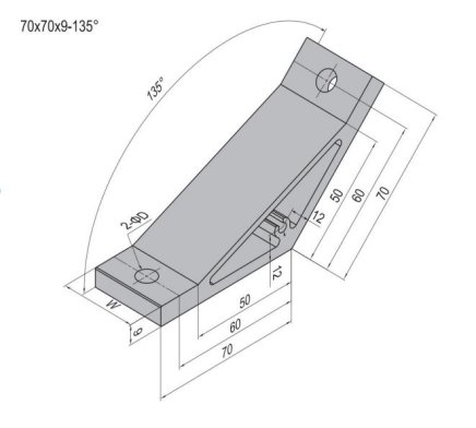 Kąt 135°, 70x70x9 mm - 2
