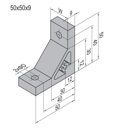 Kąt 90°, 50x50x9 mm - 2