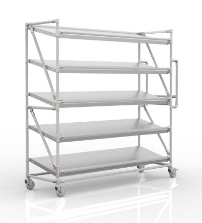 Wózek regałowy na skrzynki z półkami pochyłymi o szerokości 1700 mm, SP17040 (3 modele) - 1