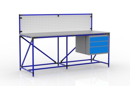 Stół warsztatowy z tablicą perforowaną o szerokości 2000 mm, 24040839 - 3