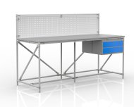 Stół warsztatowy z tablicą perforowaną o szerokości 2000 mm, 24040838 - 1