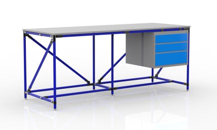 Stół warsztatowy z kontenerkiem i 3 szufladami szer. 2000 mm, 240405315 - 3