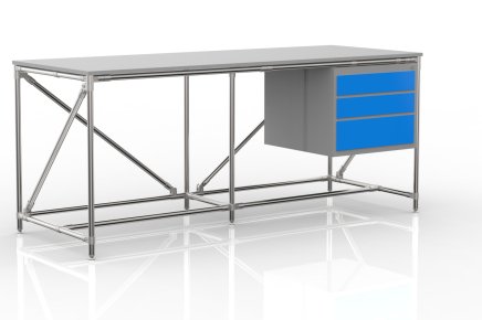 Stół warsztatowy z kontenerkiem i 3 szufladami szer. 2000 mm, 240405315 - 4
