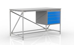 Stół warsztatowy z kontenerkiem i 4 szufladami, szerokość 1500 mm, 240405310