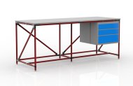 Stół warsztatowy z kontenerkiem i 3 szufladami szer. 2000 mm, 240405315 - 2