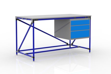 Stół warsztatowy z kontenerkiem z trzema szufladami szer. 1500 mm, 24040539 - 3