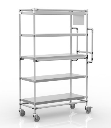 Wózek regałowy na skrzynki z pięcioma prostymi półkami, SPS10040 (2 modele) - 1