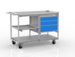 Wózek warsztatowy z półkami i szufladami wykonany na zamówienie z systemu rurowego 22082105