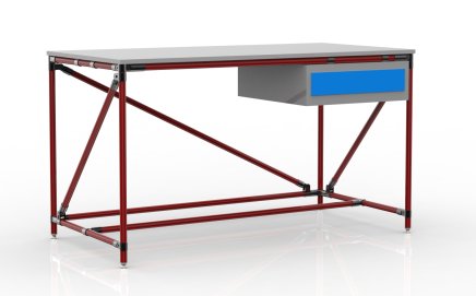 Stół warsztatowy z kontenerkiem z 1 szufladą o szerokości 1500 mm, 24040537 - 2