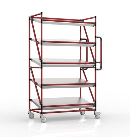 Wózek regałowy na skrzynki z półkami pochyłymi 1000 x 500 mm, SP10050 - 2