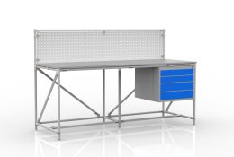 Stół warsztatowy z tablicą perforowaną o szerokości 2000 mm, 240408310