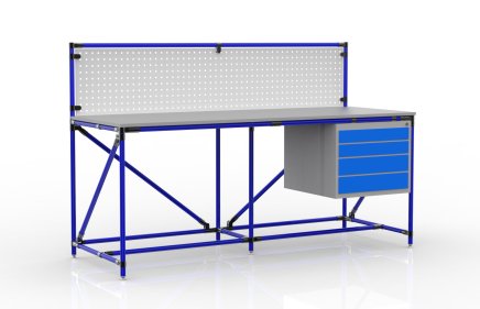 Stół warsztatowy z tablicą perforowaną o szerokości 2000 mm, 240408310 - 3