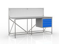 Stół warsztatowy z tablicą perforowaną o szerokości 2000 mm, 240408310 - 4