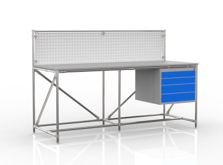 Stół warsztatowy z tablicą perforowaną o szerokości 2000 mm, 240408310 - 4