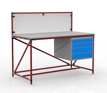 Stół warsztatowy z tablicą perforowaną o szerokości 1500 mm, 24040834 - 2