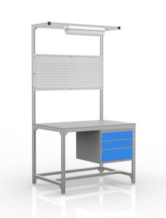 Stół warsztatowy z profili aluminiowych, 3 szuflady (różne warianty) - 1