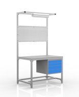 Stół warsztatowy z profili aluminiowych, 4 szuflady (różne warianty)