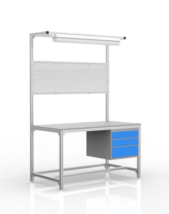 Stół warsztatowy z profili aluminiowych, 3 szuflady (różne warianty) - 1