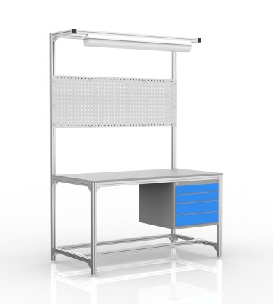 Stół warsztatowy z profili aluminiowych, 4 szuflady (różne warianty) - 1