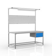 Stół warsztatowy z profili aluminiowych, 2 szuflady (różne warianty)