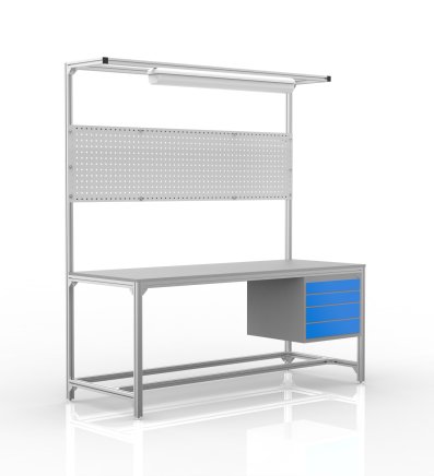 Stół warsztatowy z profili aluminiowych, 4 szuflady (różne warianty) - 1