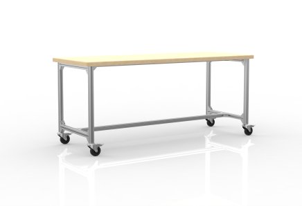 Mobilny stół roboczy z profili aluminiowych, szerokość 2000 mm - 1