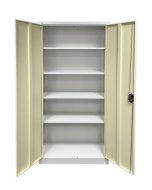 Szafa biurowa metalowa 1950 x 900 x 400 mm C01 biała / imitacja jasnego drewna - 2